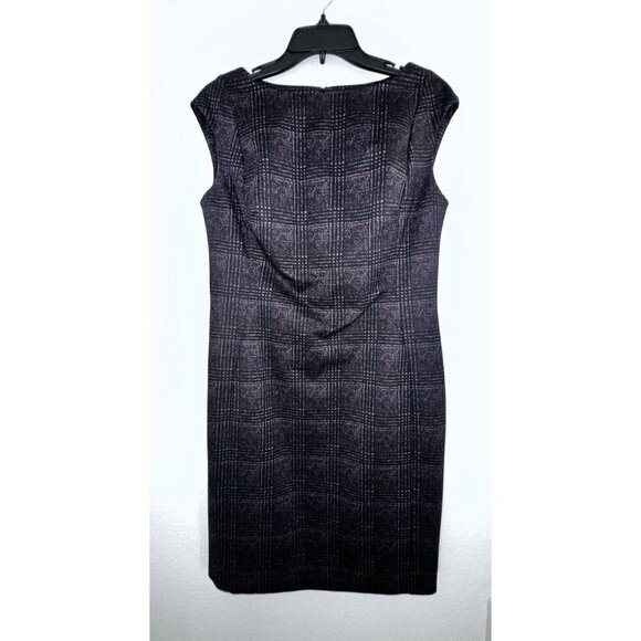 Chaps Womens Sleeveless Sheath Dress Gray Red Plaid Size Medium Office Cocktail - Picture 1 of 15